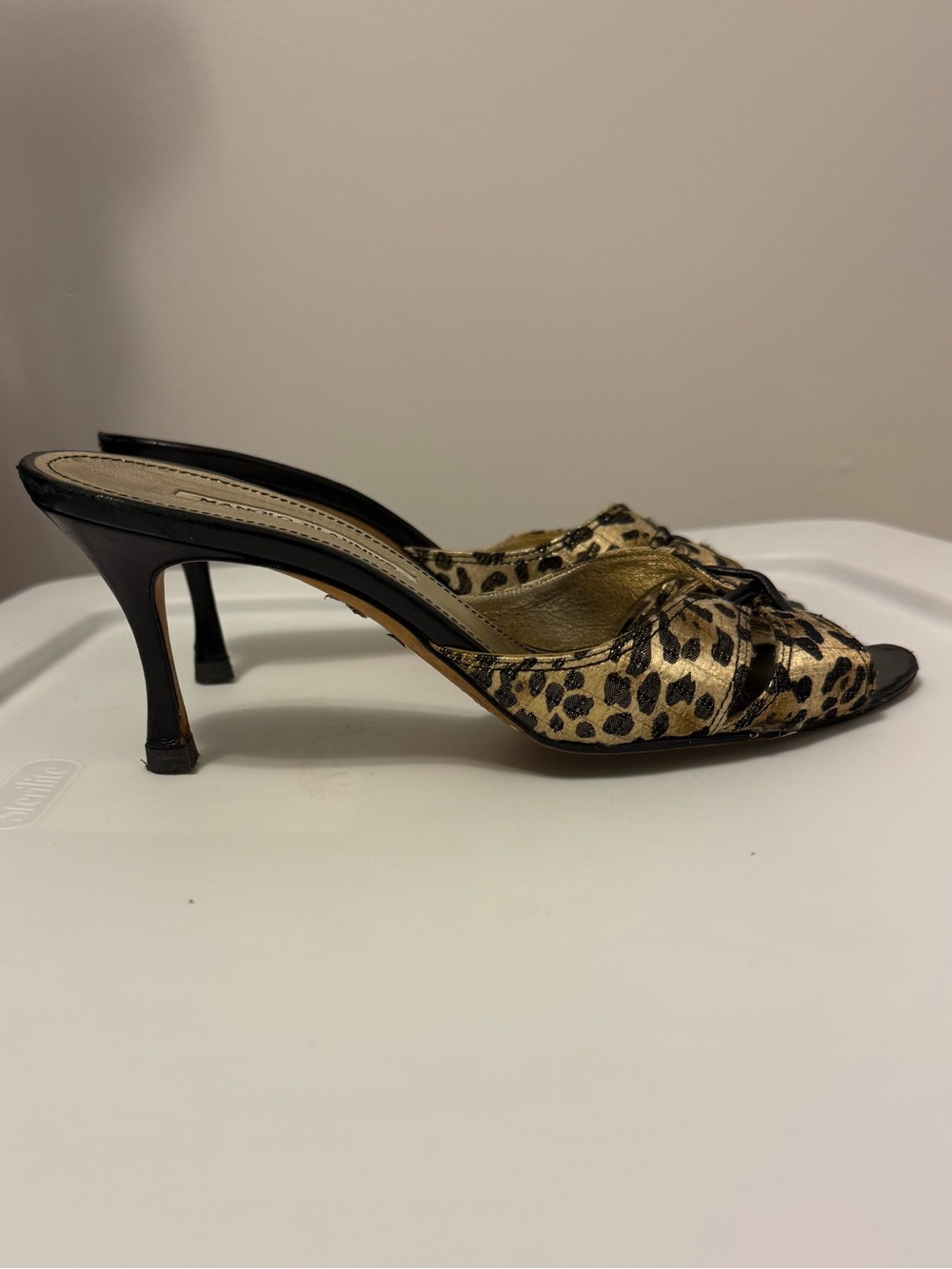 Manolo Blahnik Metalic Leopard Heel